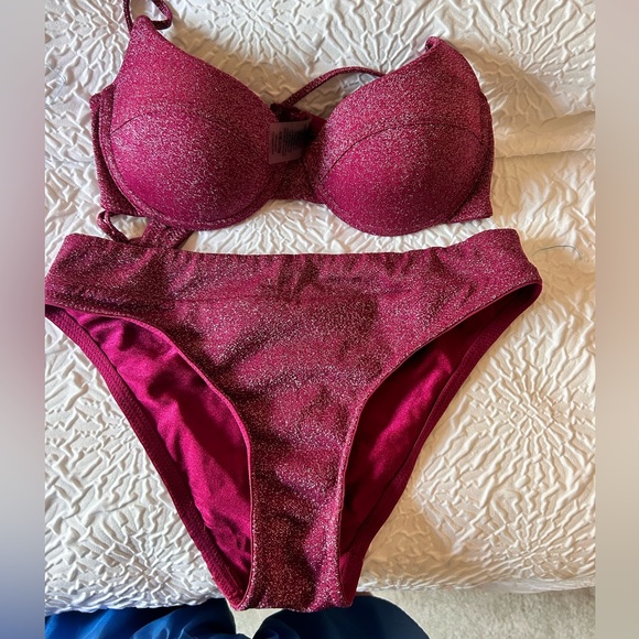 Maroon Sparkle Bikini - Picture 1 of 3